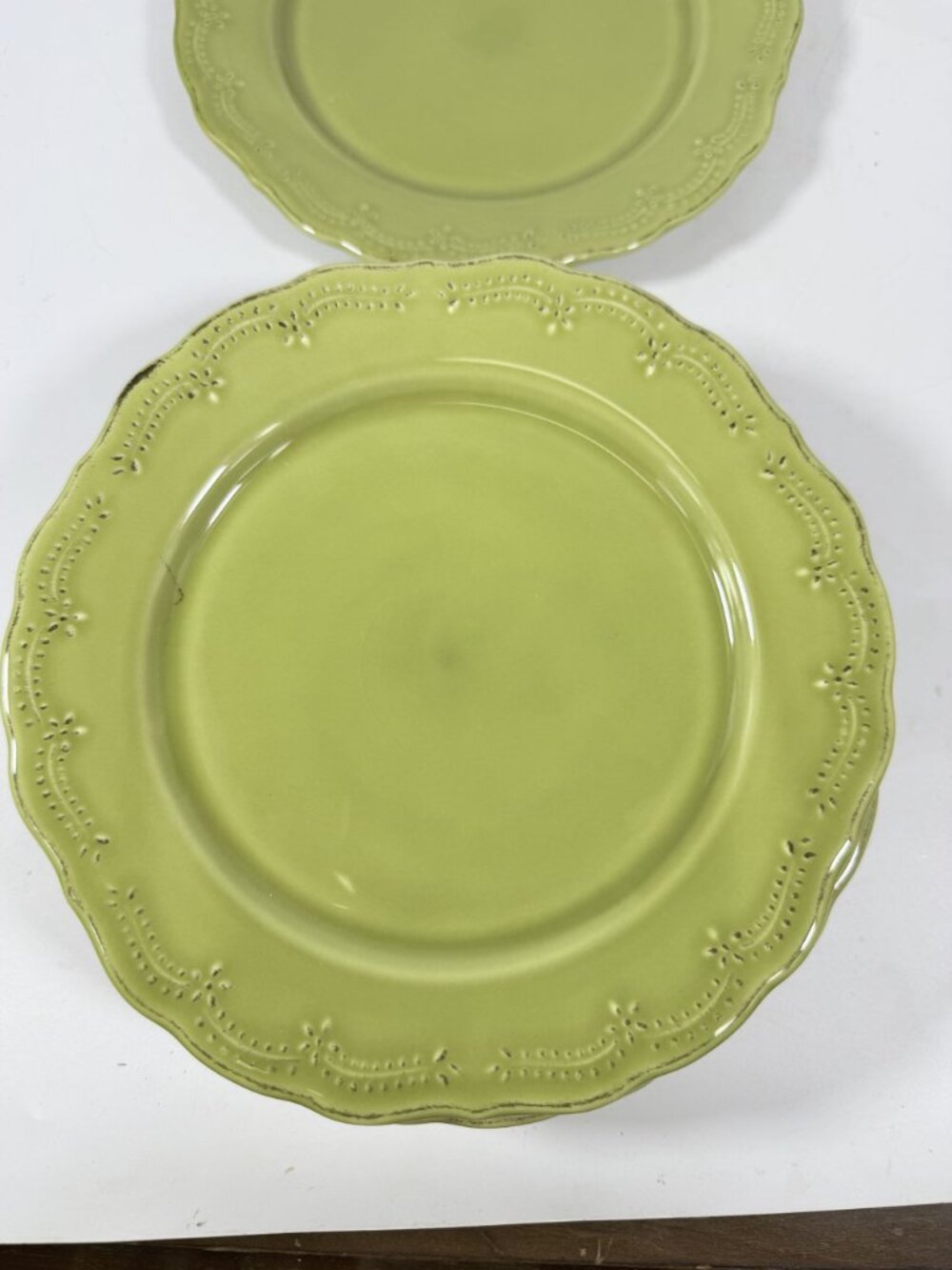 Earthenware Salad Plates Lacey Green Pier I Imports Stoneware Set 6 Portugal Sco - Picture 12 of 15
